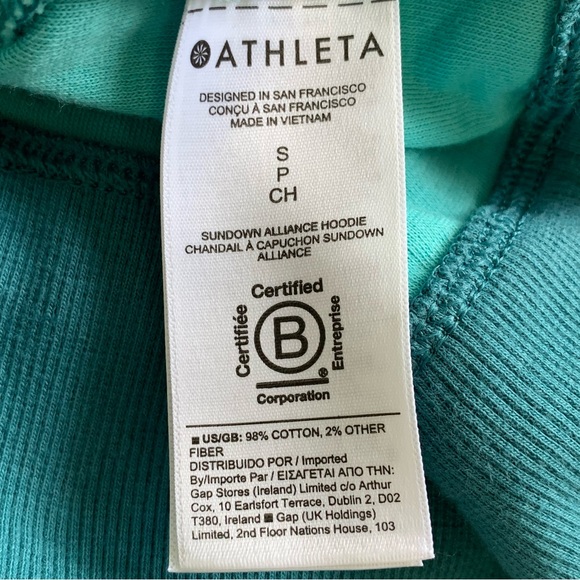 Athleta Sundown Alliance Hoodie Sweatshirt Small Flower Blue Texture Borealis - Picture 7 of 8